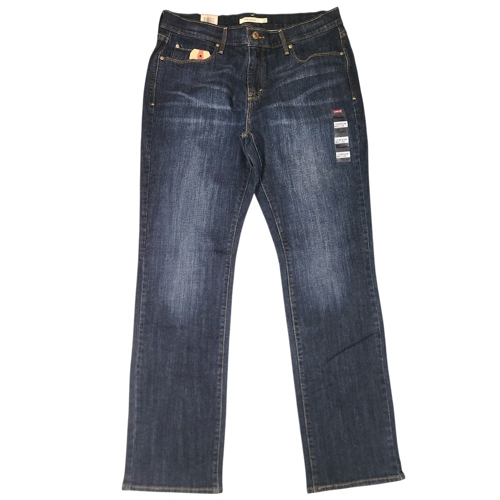 Levis 505 Straight Leg Jeans Womens 12 Medium Dark Wash Denim Blue New 31x32